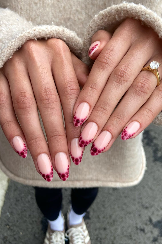 25 Stylish Autumn Nails To Make A Statement : Berry Croc French Tips