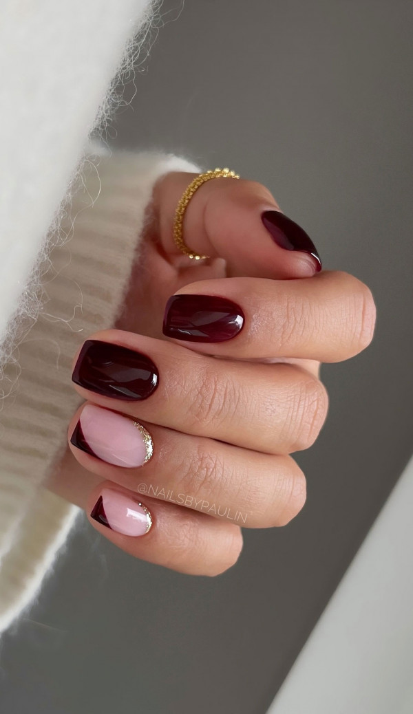 30 Cute Autumn Nail Designs to Fall For This Season : Burgundy Nail Design