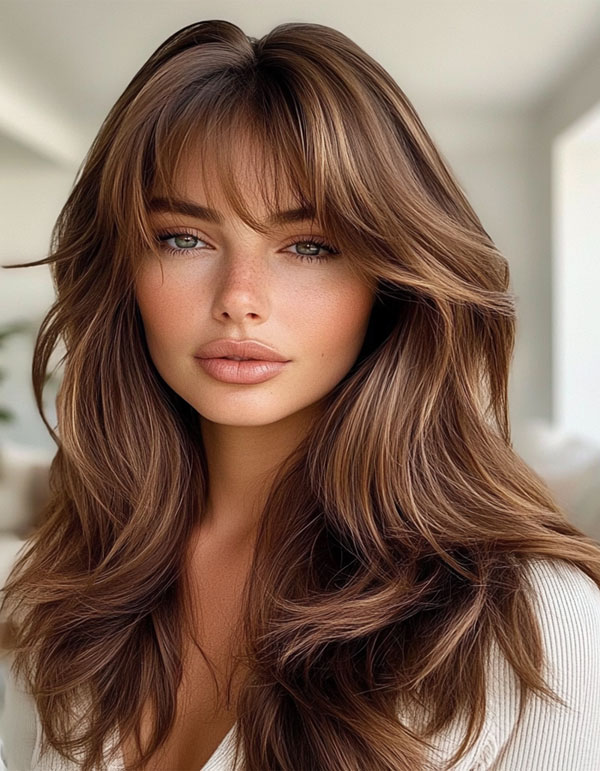 50 Layered Haircuts with Fringe For Long Hair : Capturing Classic Volume with Modern Layers