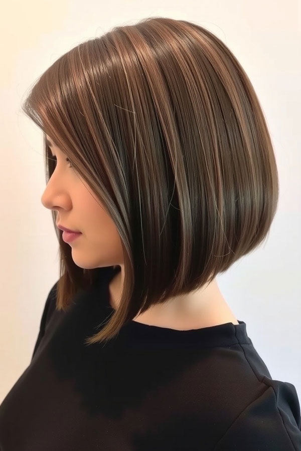 Classic Chestnut Brown Angled Bob