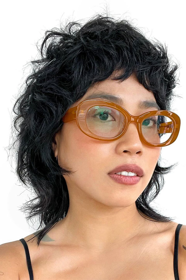 30 Short Shag Hairstyles for an Edgy Vibe : Curly Shag Mullet