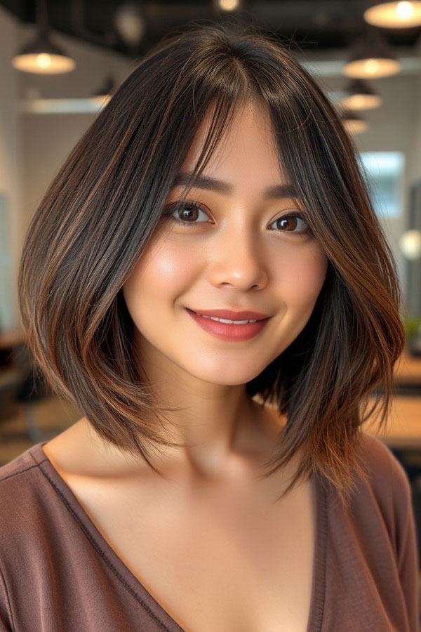 Dark Brown Bob with Soft Layers