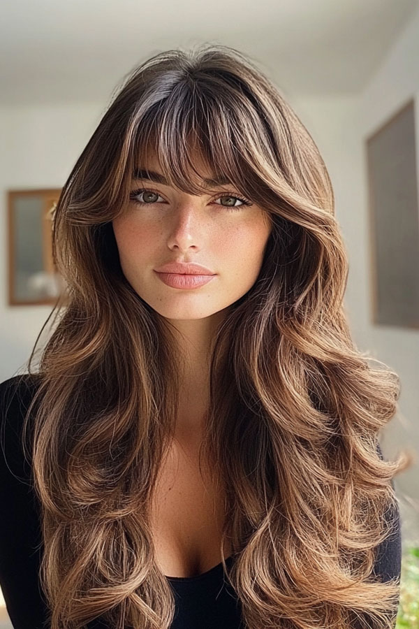 50 Layered Haircuts with Fringe For Long Hair : Effortless Layers with Soft Fringe