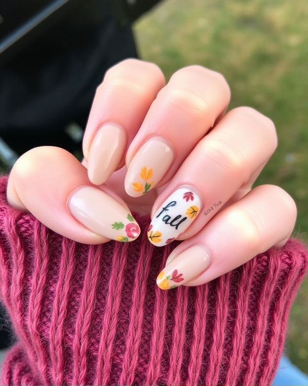 Falling for Fall Nude Nails, fall nail designs, autumn nail designs