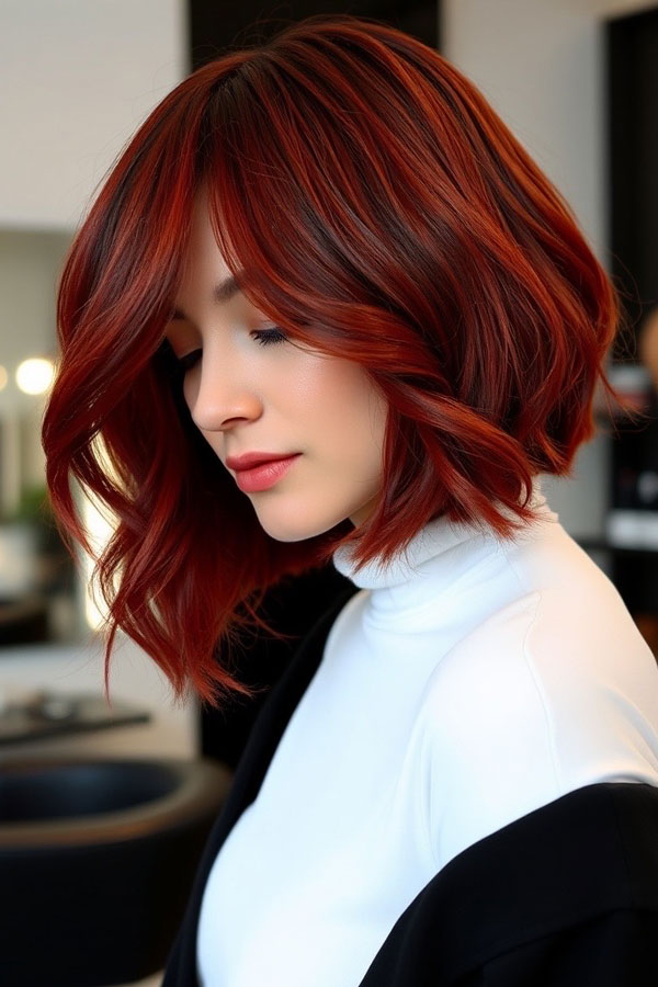 30 Radiant Red Hair Shades for Autumn : Fiery Autumn Bob