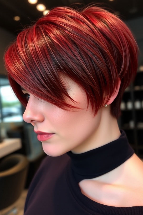 Fiery Red Pixie, red hair colour, fall hair color, autumn hair colour