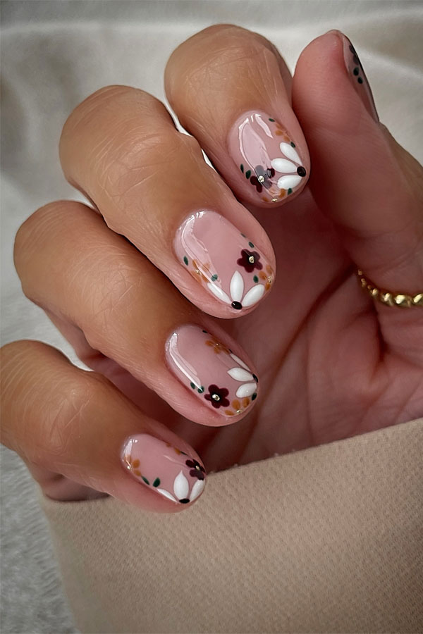 Floral Autumn Charm,  fall nail designs, autumn nail designs