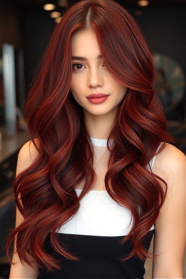 Glamorous Cherry Red,  red hair shade, fall hair color, autumn hair colour