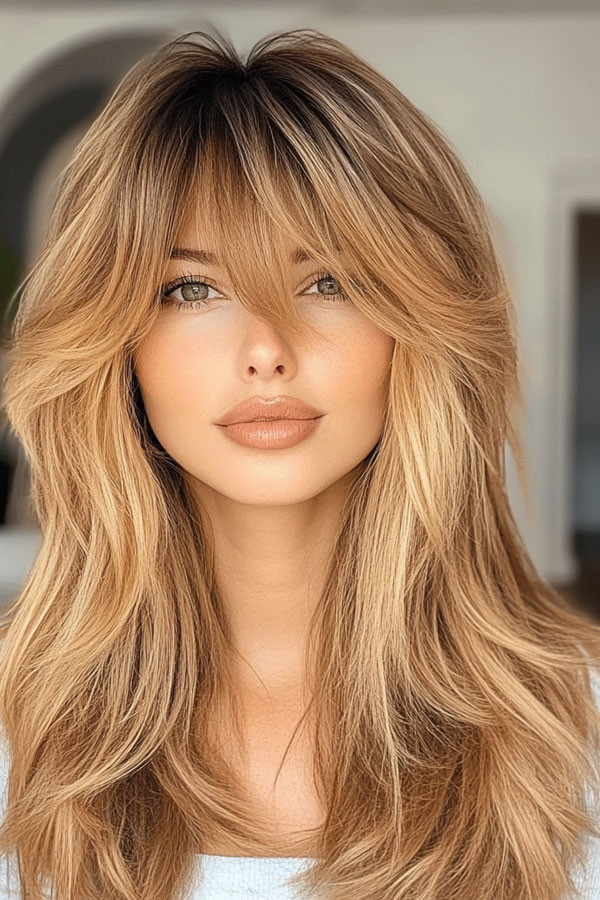 Golden Honey Layers with Bangs