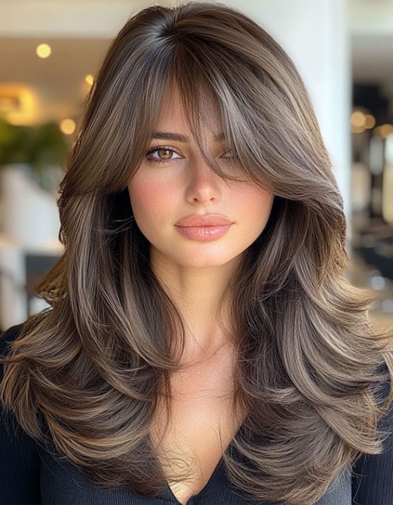 50 Layered Haircuts with Fringe For Long Hair : Luxurious Layers with a ...