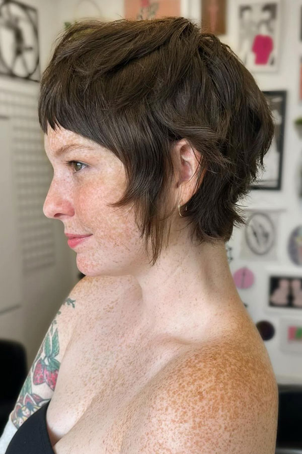 Modern Pixie Shag, shaggy haircut, short shaggy hairstyle, cute short shag hairstyle