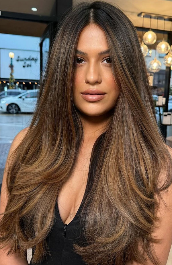 Rich Chestnut Layers with Subtle Dimension, Chic Long Layered Haircuts for Straight Hair, long layers, long layered haircuts