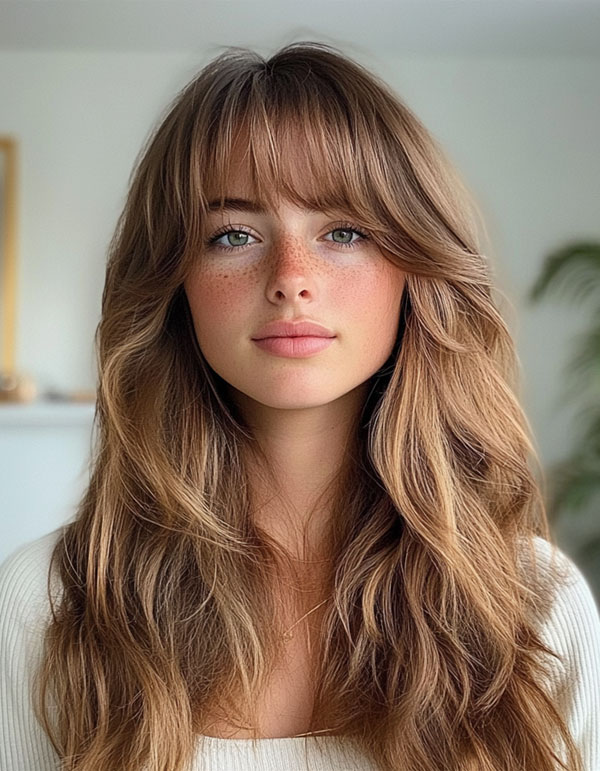 Sandy Blonde Soft Layers with Soft Fringe