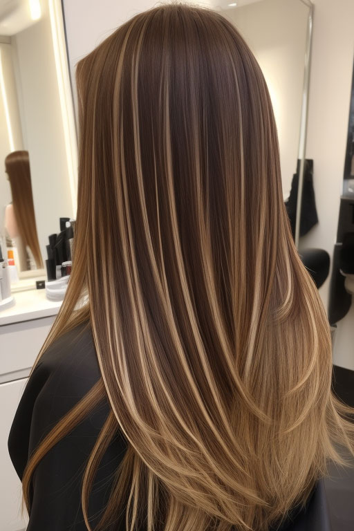 Sleek Caramel Highlights with Layered Dimension, Chic Long Layered Haircuts for Straight Hair, long layers, long layered haircuts