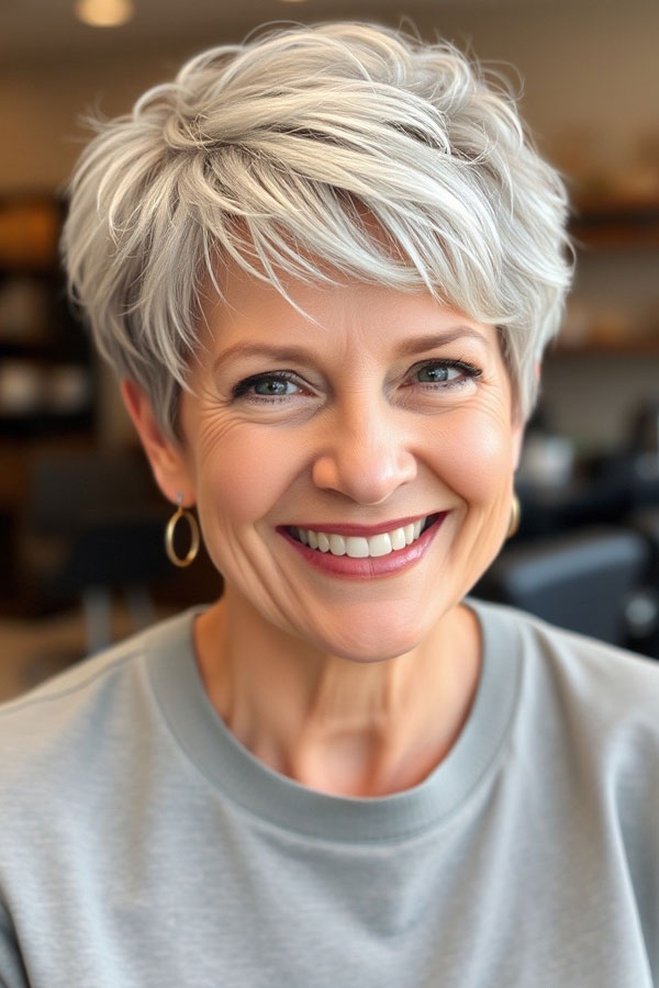 55 Pixie Colours for Women Over 50 : Soft Cool Silver Pixie