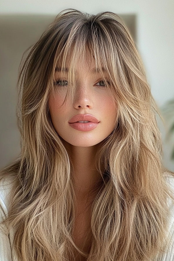 Sun-Kissed Sand Layers with Bangs