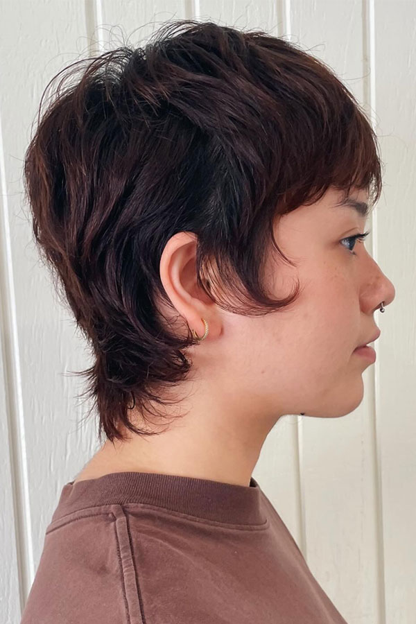 30 Short Shag Hairstyles for an Edgy Vibe : Textured Pixie Mullet