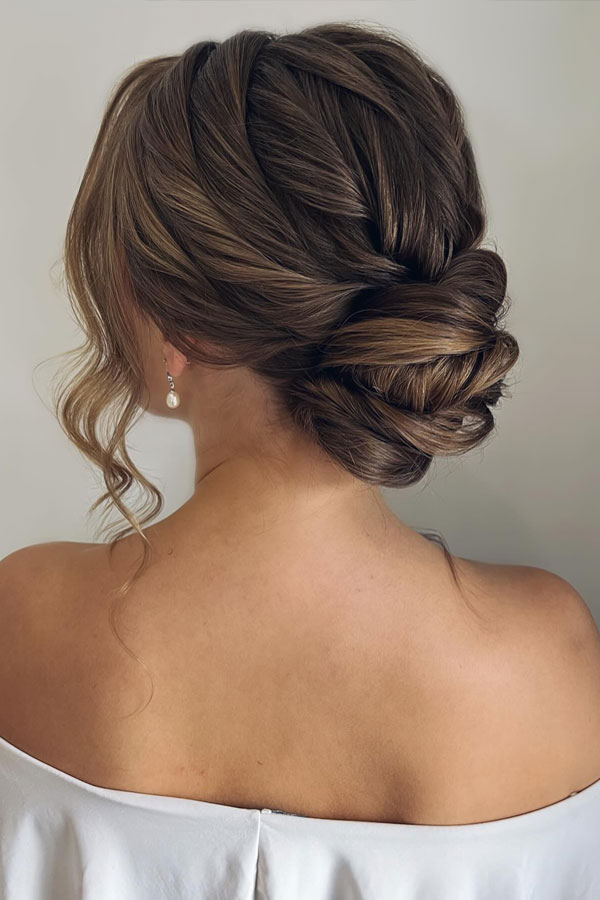 Elegant Twisted Chignon, Updo Hairstyle, updo wedding hairstyle