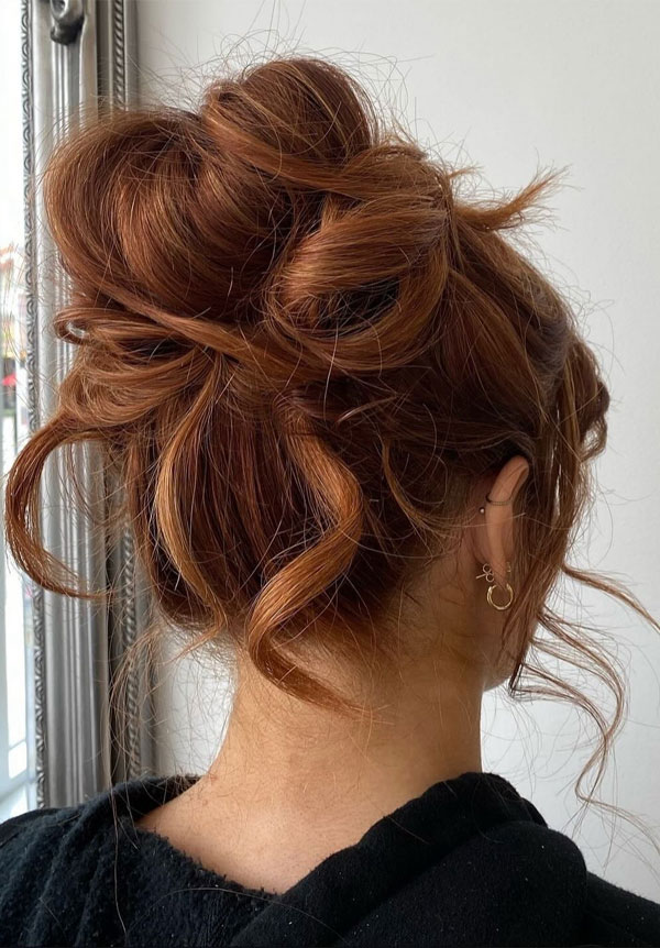 25 Stunning Updo Hairstyles for Every Occasion : Rusty Red Textured Updo