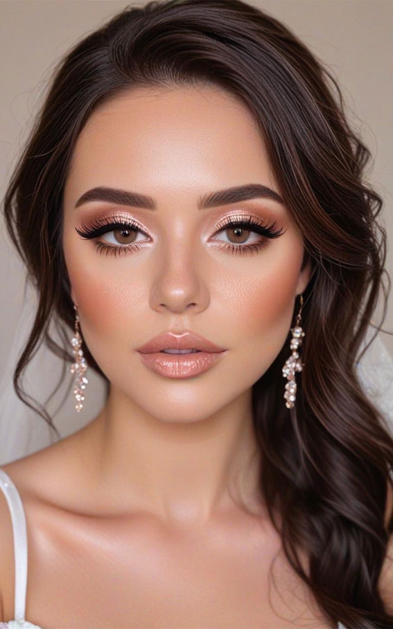 Romantic Rose Gold and Soft Nude Look, Bridal Makeup Looks for Every Hair Colour, bridal makeup, wedding makeup, soft glam bridal makeup