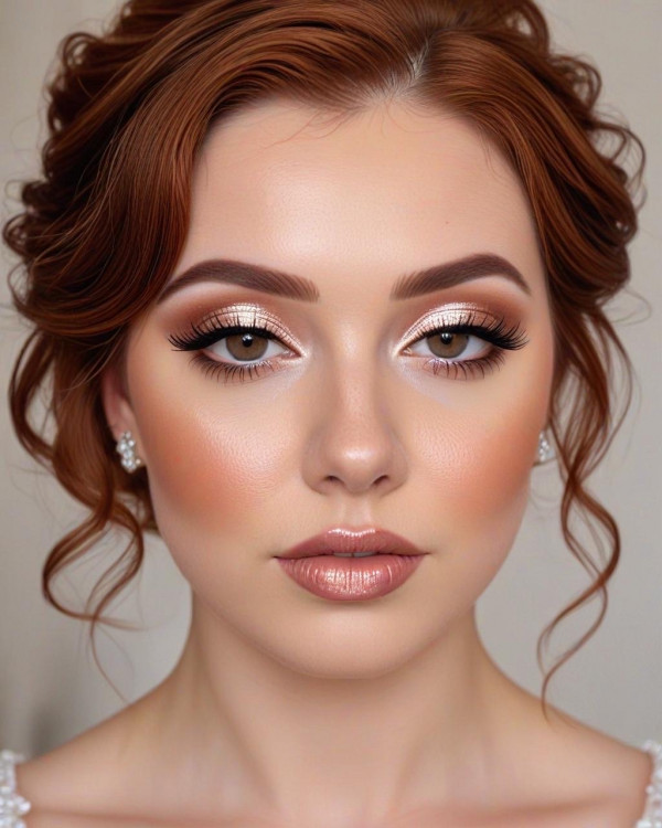 Copper Glow with Peachy Nude Bridal Look, Bridal Makeup Looks for Every Hair Colour, bridal makeup, wedding makeup, soft glam bridal makeup