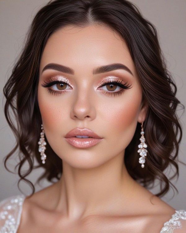 Romantic Rose and Glossy Nude Bridal Look, Bridal Makeup Looks for Every Hair Colour, bridal makeup, wedding makeup, soft glam bridal makeup