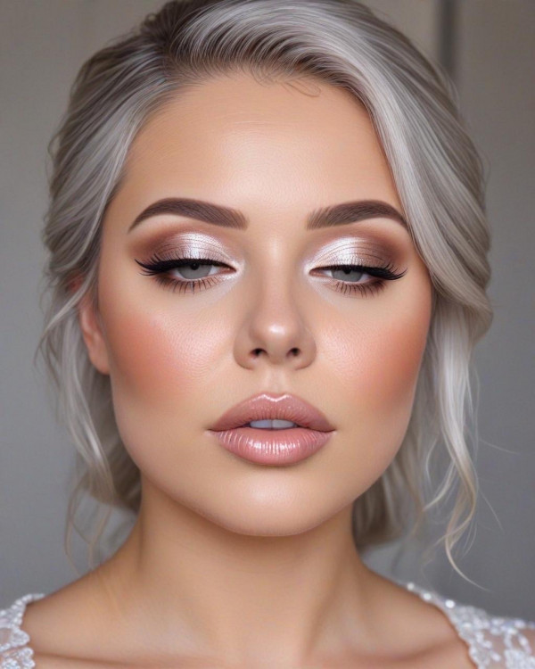 Icy Blonde Hair with Glowing Neutrals, Bridal Makeup Looks for Every Hair Colour, bridal makeup, wedding makeup, soft glam bridal makeup