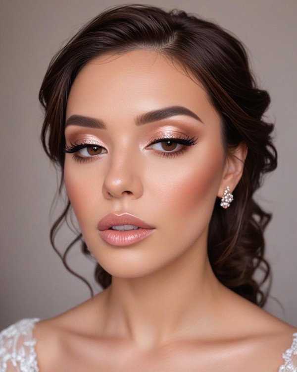 Soft Rose and Bronze Bridal Look, Bridal Makeup Looks for Every Hair Colour, bridal makeup, wedding makeup, soft glam bridal makeup