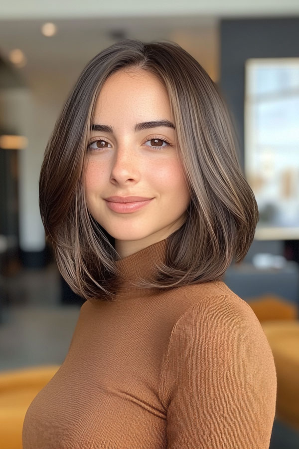 32 Low-Maintenance Medium-Length Haircuts : Classic Layered Bob with Soft Volume