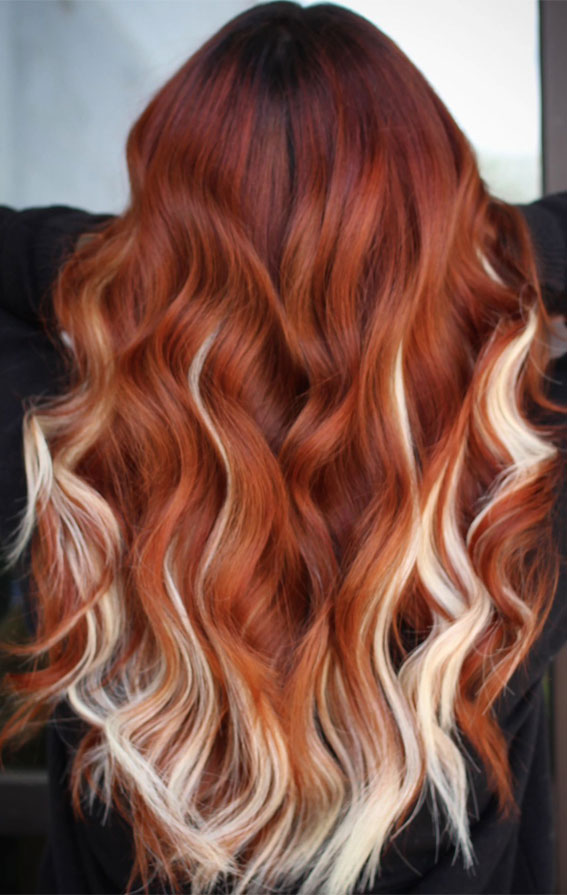 Fiery Copper with Frosty Tips, best hair colour for autumn and winter