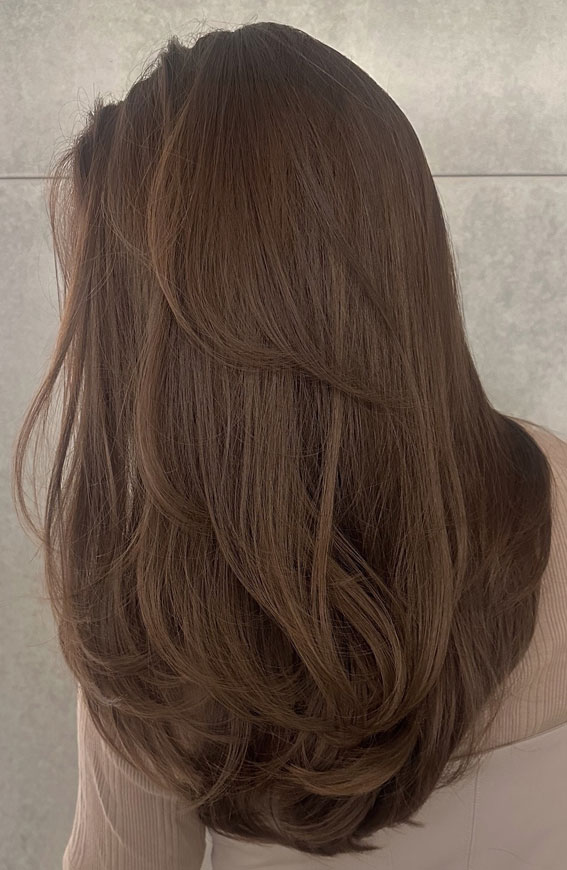 Soft Mocha Brown Layers, Subtle hair colour for dark hair, Subtle hair colour for brunettes, Subtle hair colour for brown hair, Best subtle hair colour