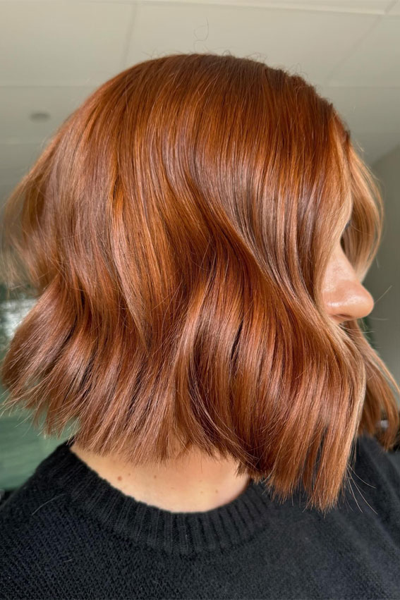 Copper Bob with a Creamy Blonde Face Frame, best hair colour for autumn and winter