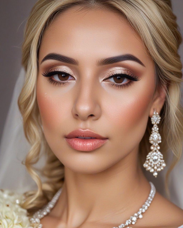 42 Bridal Makeup Looks for Every Hair Colour : Bridal Elegance with Warm Tones