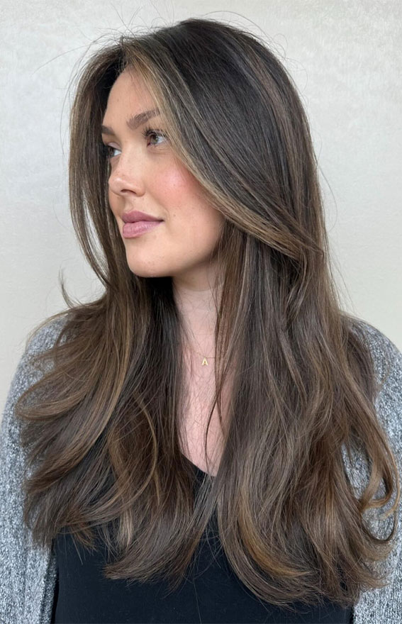 Reverse Balayage, Subtle hair colour for dark hair, Subtle hair colour for brunettes, Subtle hair colour for brown hair, Best subtle hair colour