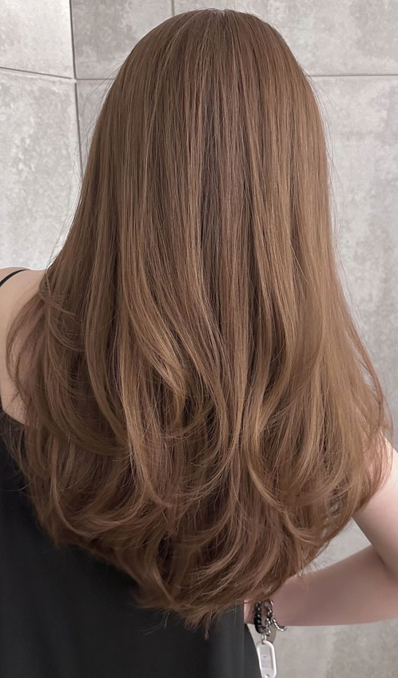  Caramel Brown Layers, Subtle hair colour for dark hair, Subtle hair colour for brunettes, Subtle hair colour for brown hair, Best subtle hair colour