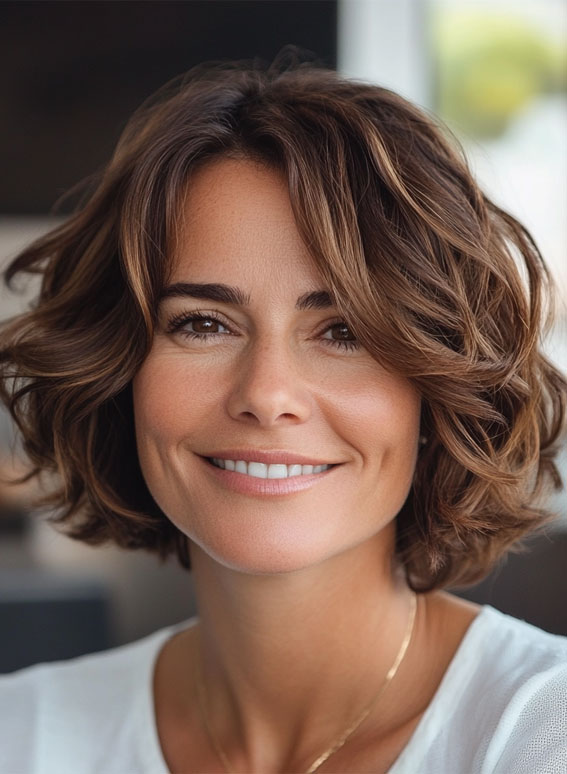 47 Bob Hairstyles for Women Over 50 : Soft and Bouncy Wavy Bob