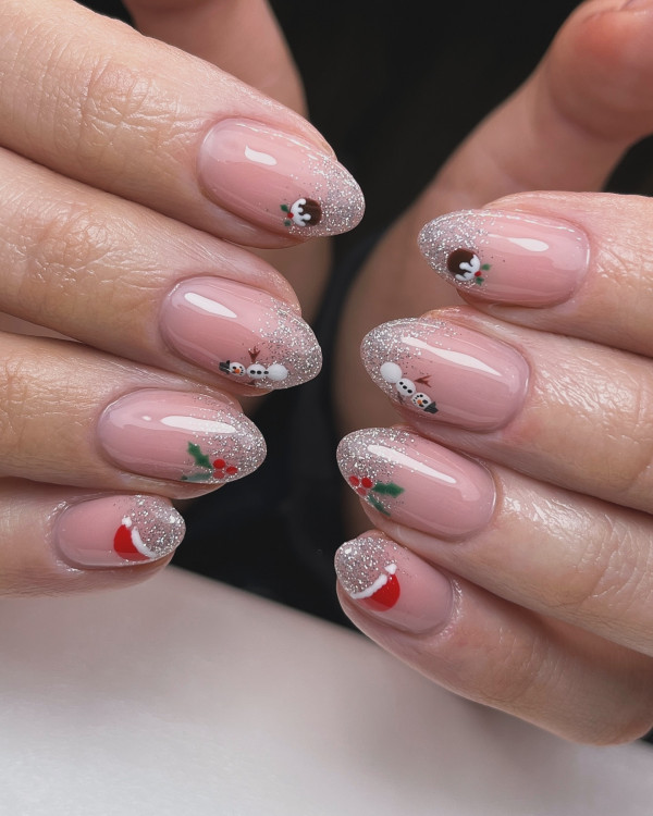 From Subtle to Sparkly Christmas Nails That Wow : Frosted French Tips ...