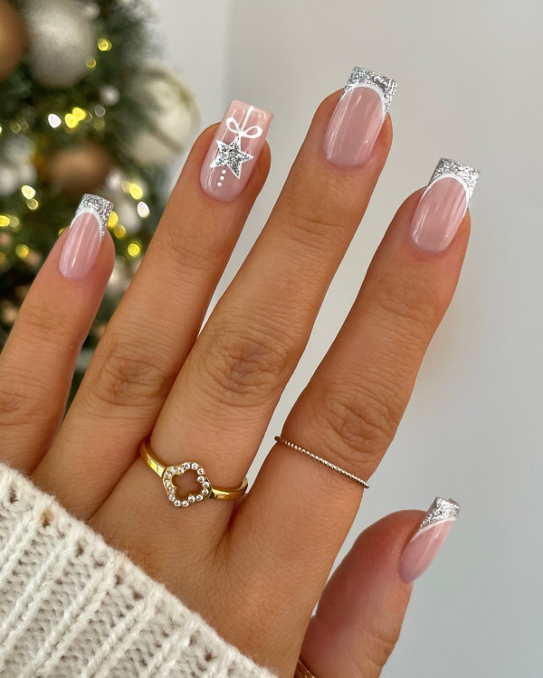 Silver Elegance Christmas Nails, Christmas nail art, Christmas nail ideas, Christmas nails, mix and match festive holiday nails, cute Christmas nail designs, festive holiday nails