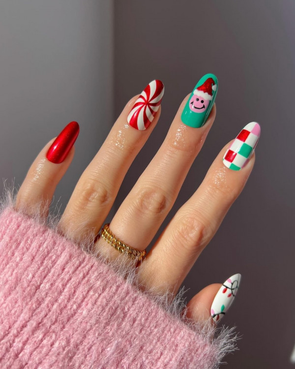 Fun & Vibrant Christmas Nails, Christmas nail art, Christmas nail ideas, Christmas nails, mix and match festive holiday nails, cute Christmas nail designs, festive holiday nails