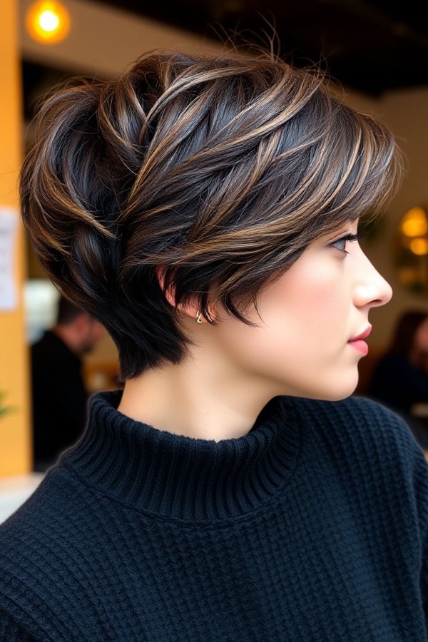 35 Cute Pixie Hairstyles to Steal the Spotlight : Golden Espresso Pixie