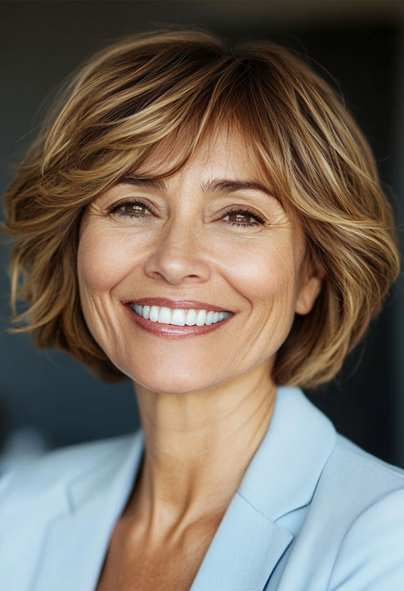 40 Layered Bob Hairstyles for Women Over 50 : Soft Honey Blonde Bob ...