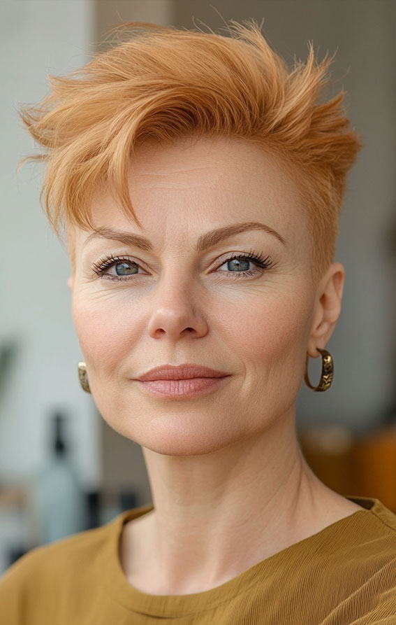 32 Pixie Haircuts For Women Over 40 : Bold Copper Pixie for a Fiery Edge