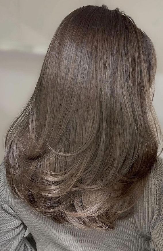 50 Stunning Hair Colours For Women : Rich Cool-Toned Dark Ash Brown Layers