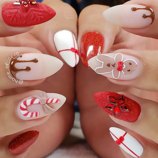 35 Cute Christmas Nail Art Ideas : Festive Treats Nail Art