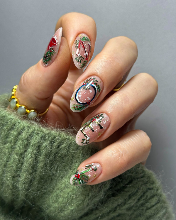 35 Cute Christmas Nail Art Ideas : NOEL Winter Wonderland Nails