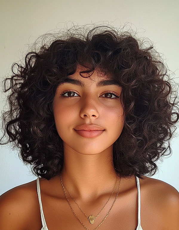 32 Medium Length Curly Hairstyles : Classic Curly Bob with Subtle Layers