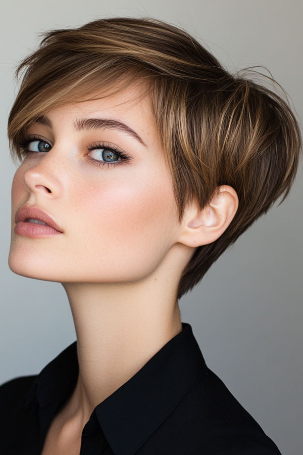 35 Cute Pixie Hairstyles to Steal the Spotlight : Golden Chestnut Pixie