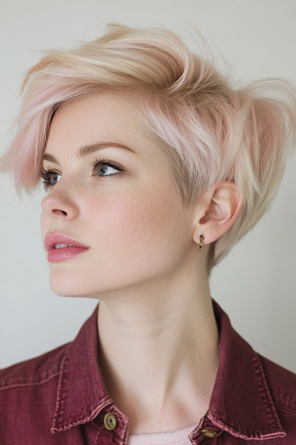 35 Cute Pixie Hairstyles to Steal the Spotlight : Rose Quartz Pixie