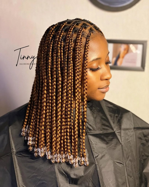 16 Trendy Fulani Braids with Beads : Bronzed Goddess Fulani Braids with Clear Beads