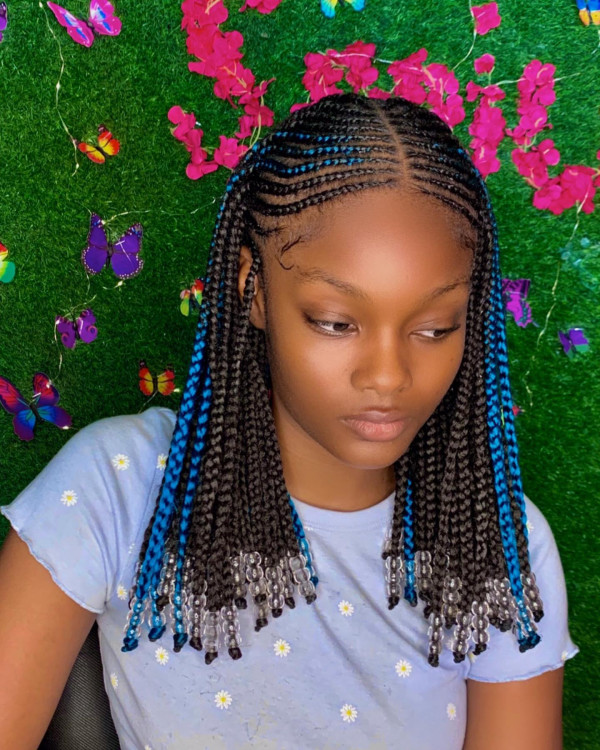 16 Trendy Fulani Braids with Beads : Pop of Blue Fulani Braids with Beads